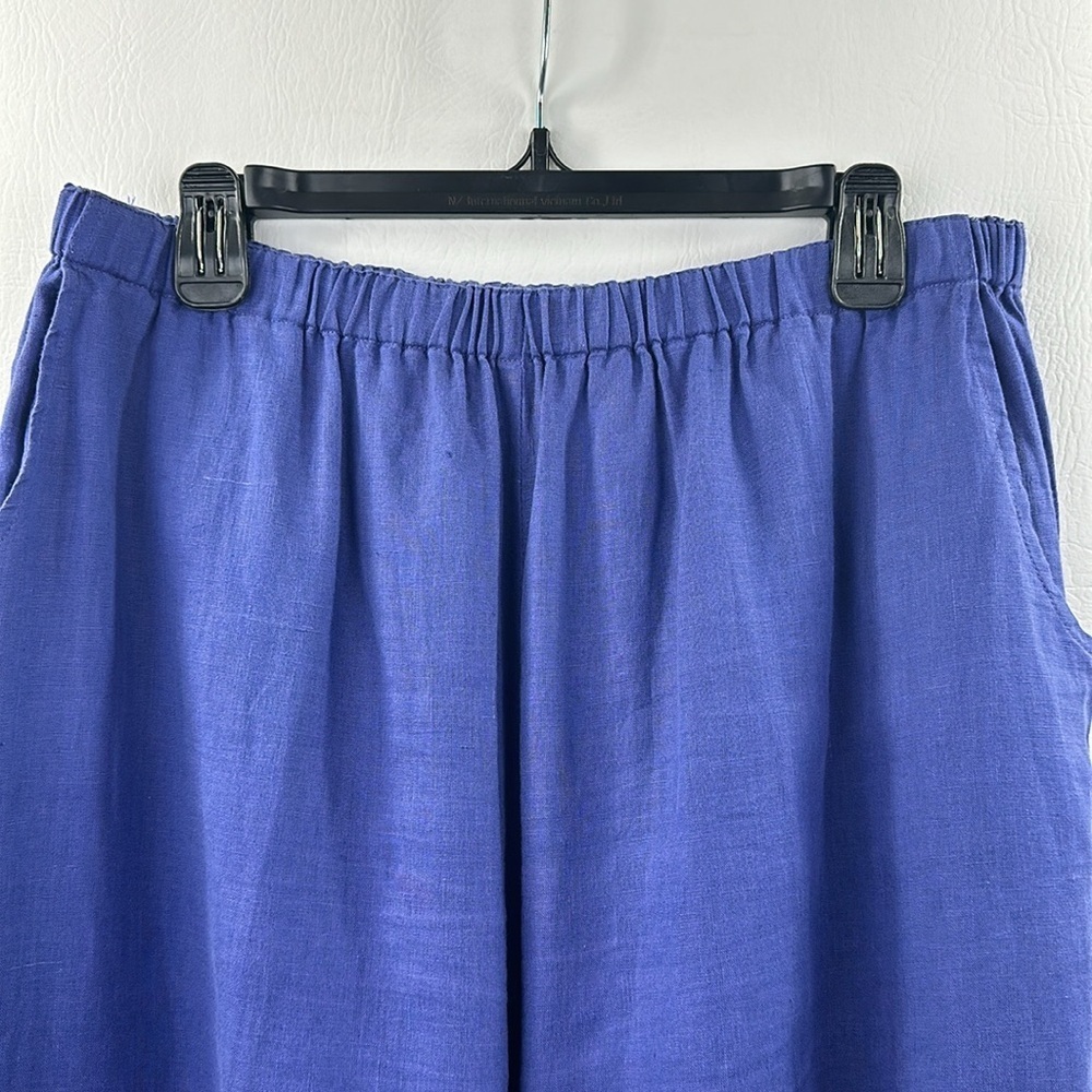 Flax Two-Piece Periwinkle Linen Cropped Wide leg Pantsuit - Picture 6 of 12
